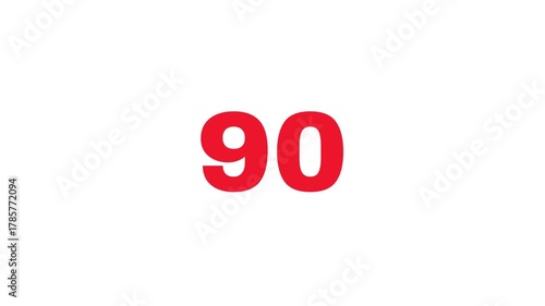 Countdown 100 to 0 Animation, Count the Number, Counts Digits, Modern Countdown Time, White Screen Background and Red Counts, Unique Countdown Video