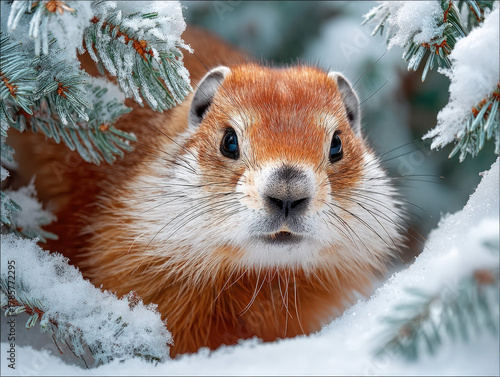 Groundhog in the snow
