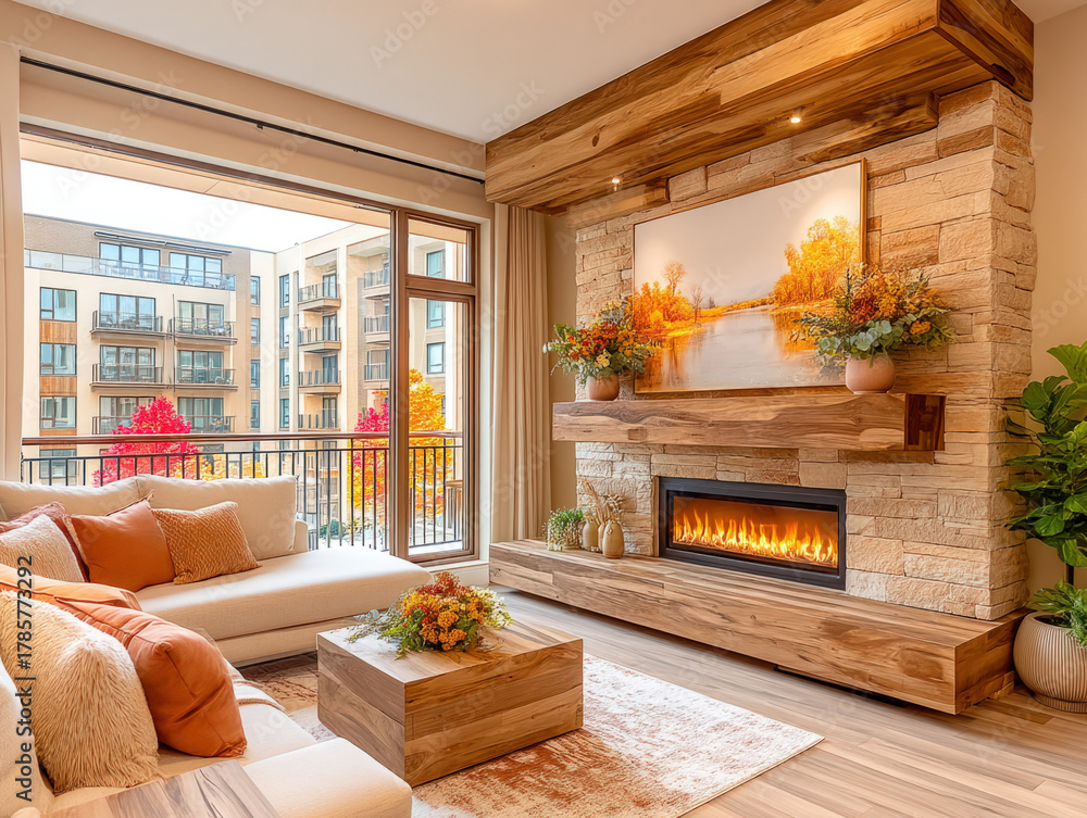 Naklejka premium modern living room with family