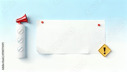 Blank Canvas Notes: Red Megaphone & Alert Symbol Setup