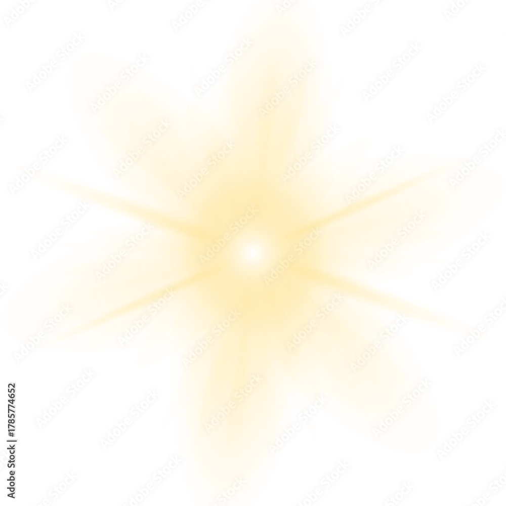 Obraz premium A bright yellow star bursts with glowing light. Tiny sparks fly outward in shimmering trails. Its radiant aura brightens the surrounding darkness.PNG