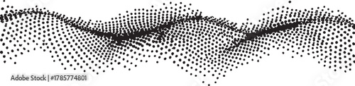 Abstract Wave Pattern Formed by Black Dots on a White Background vector illustration