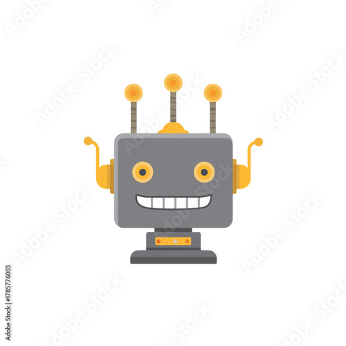 flat 2D icon vector illustrator a friendly robot head