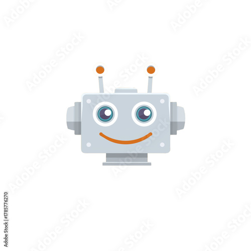 flat 2D icon vector illustrator a friendly robot head