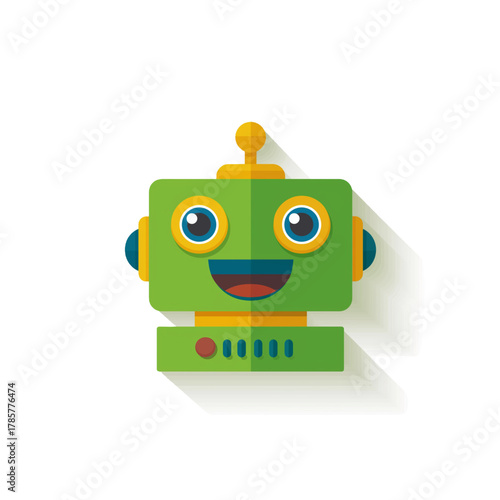flat 2D icon vector illustrator a friendly robot head