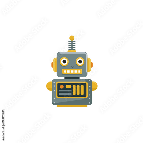 flat 2D icon vector illustrator a friendly robot head