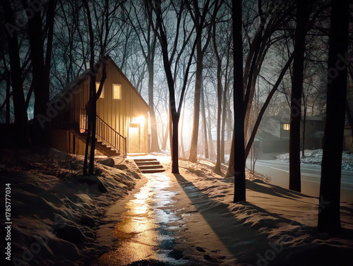 snowy woods at night