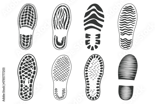 Shoe Print Boot Footstep Silhouette – Grunge Hiking Imprint Vector, Textured Mountain Boot Mark for Outdoor Logo, Trail Sign, Adventure Poster and Wilderness Design