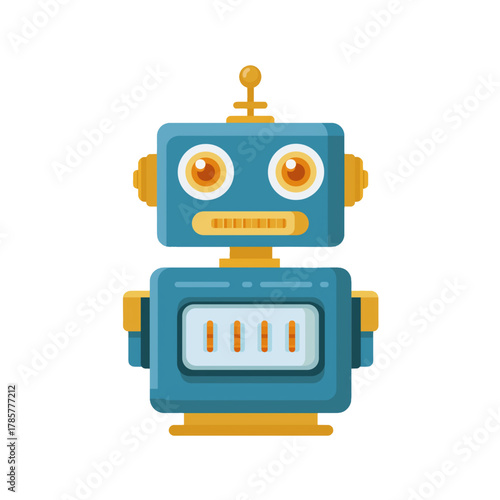 flat 2D icon vector illustrator a friendly robot head