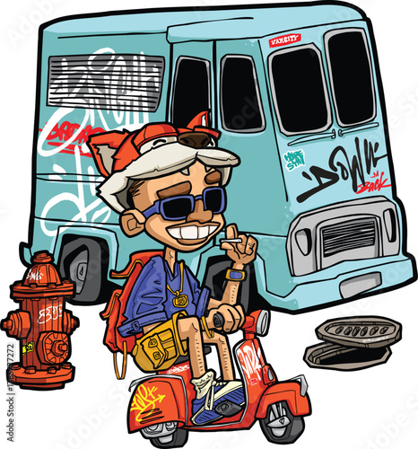 Vibrant Street Graffiti Art with Cartoon Style and Lettering Composition