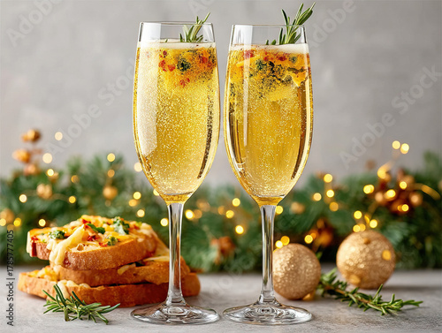 toast with Christmas champagne