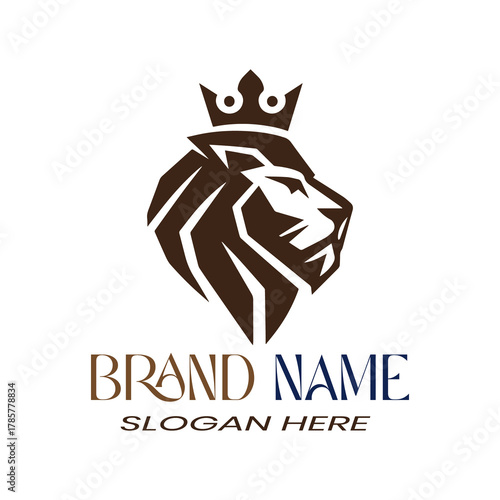 Lion head logo design template in isolated white background