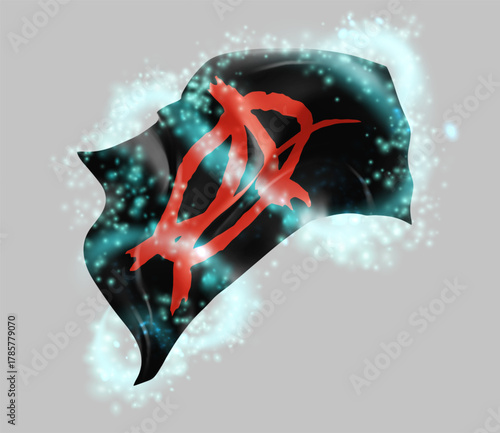 Anarchy, vector 3d flag in whirlwind of magical radiance