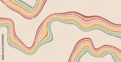 Music liquid lines background. Vector rainbow retro lines backdrop