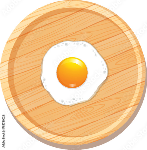 Fried Egg on Wooden Plate Minimalist Breakfast Food Photography