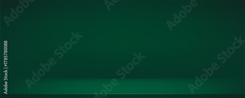 Deep green blank background. Sustainable neutral wall product room. Minimal deep color table scene.. Vector gradient tabletop illustration template