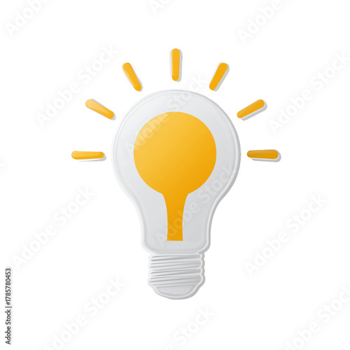 flat 2D icon vector illustrator a glowing light bul