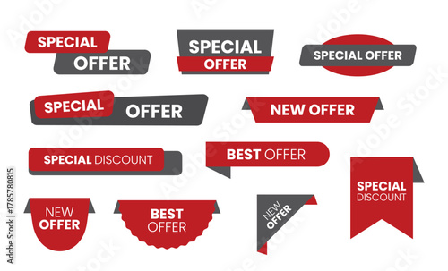 Special offer, best offer, new offer. Collection of label, sticker, badge, tags, and ribbon for promotion. Sale banner element design. Vector illustration