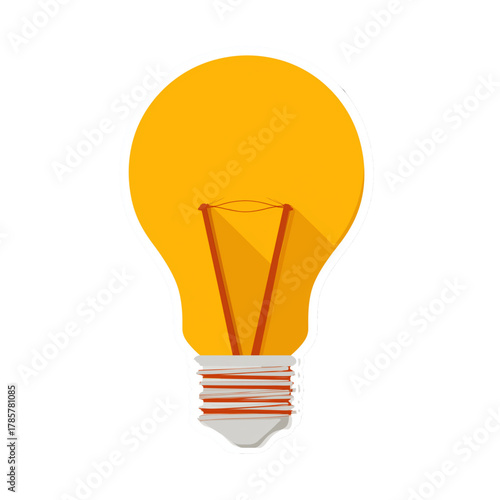 flat 2D icon vector illustrator a glowing light bul