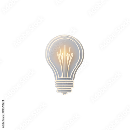 flat 2D icon vector illustrator a glowing light bul
