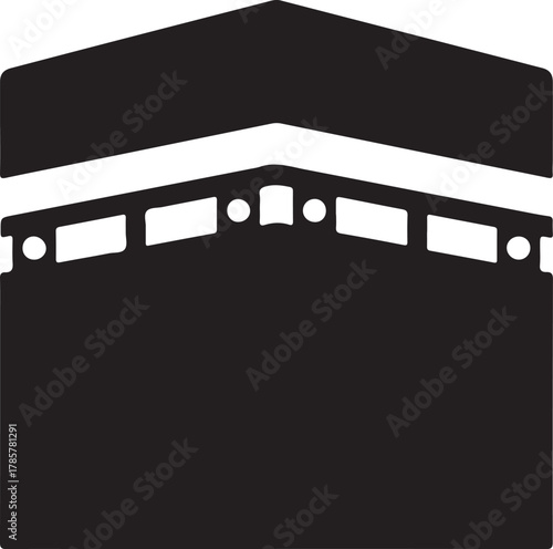 Kaaba icon symbol vector illustration of islamic holy site for worship.