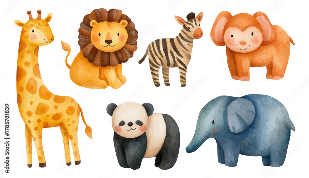 Naklejka premium Colorful Hand-Drawn Animal Characters on Transparent Background for Creative Use