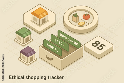 Ethical shopping tracker: evaluate shops on environment, labor, animal welfare, and ratings