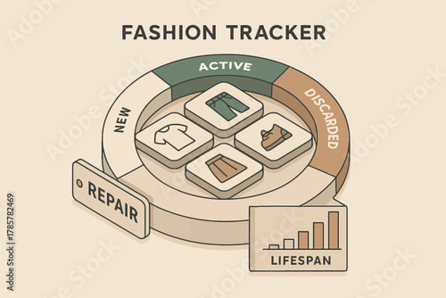 Circular fashion tracker diagram with repair and lifespan categories