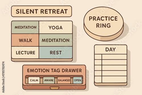 Silent retreat elements: meditation, yoga, and emotion management tools