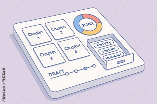 Interactive storyboard with genre options for drafting chapters