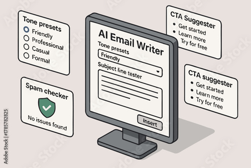 Ai email assistant with tone presets and spam checker tools