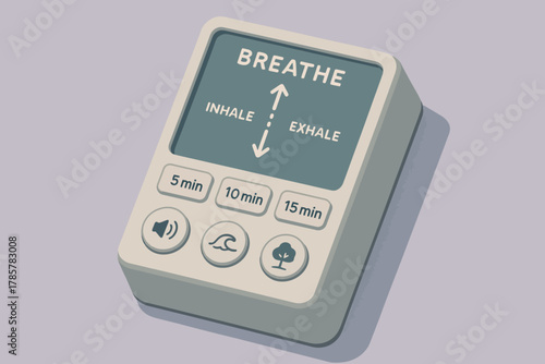 Digital breathing exercise device on lavender surface