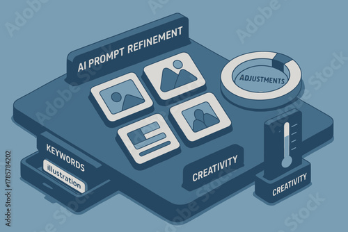 Ai prompt refinement dashboard with keywords and creativity gauges