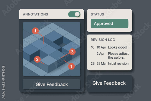 User interface design with annotations and revision log