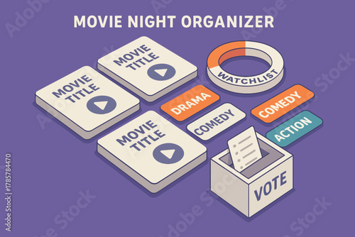 Interactive movie night organizer with genre selection and voting system
