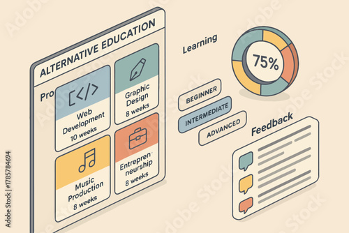 Alternative education programs with interactive learning and feedback analysis