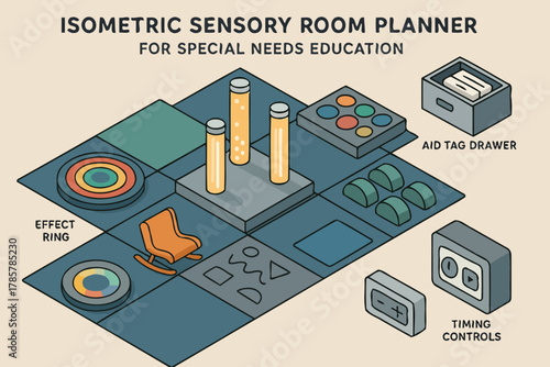 Isometric sensory room planner for special needs education design aid