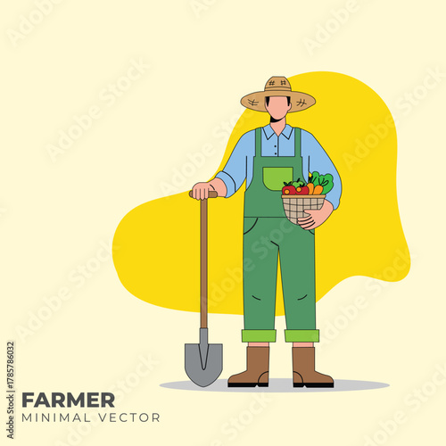 Minimal vector illustration of a farmer
