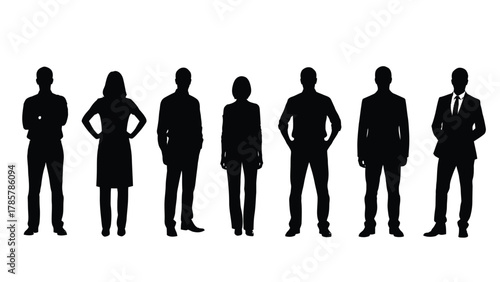 Group of Business People Silhouettes Vector Illustration Standing in Various Poses