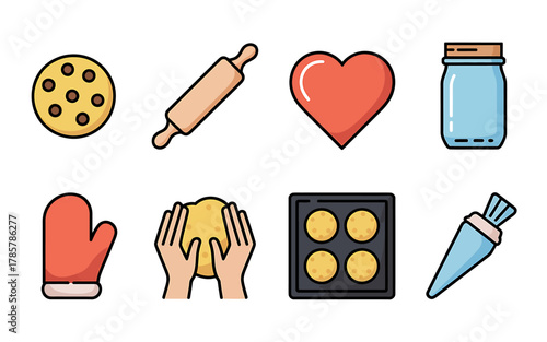 Baking Bliss A Colorful Flat Lay of Essential Kitchen Utensils for Homemade Treats and Delicious Creations