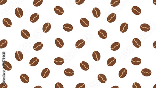 Seamless coffee bean pattern background on a crisp white backdrop