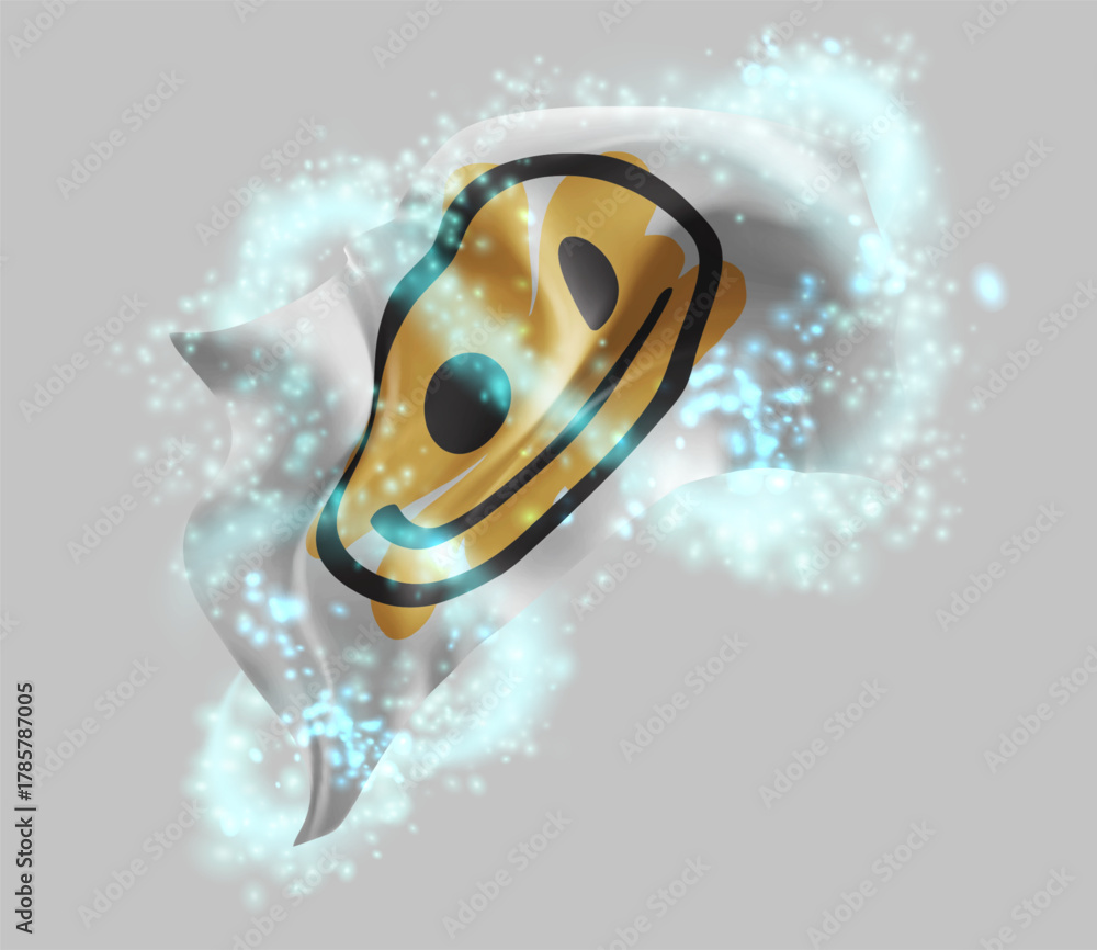Fototapeta premium Smile, vector 3d flag in whirlwind of magical radiance