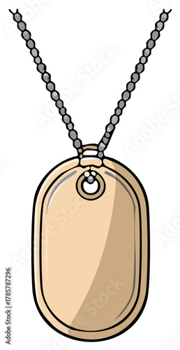Metallic Dog Tag Necklace with Chain, Cartoon Style, Military Style Identity Tag, Badges and Chains