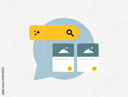 AI shopping assistants concept. E-commerce with personalized recommendations, conversational and autonomous ai-agents. Higher conversions and business revenue growth vector illustration