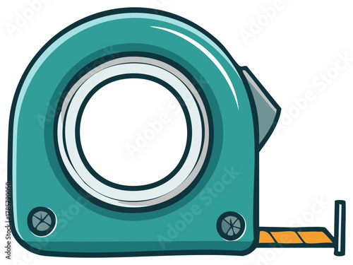 Funny Turquoise Measuring Tape Cartoon Illustration Tool for Accuracy