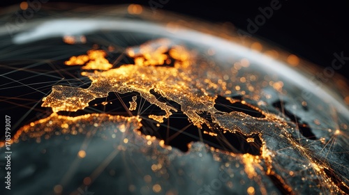 Global Digital Network Connecting Continents on Earth Surface