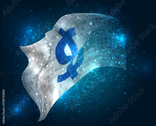 Dollar, vector 3d flag virtual triangular polygons on a color background