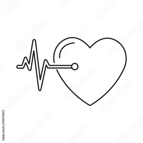 Heartbeat Pulse Love Line Vector ECG Health Medical Symbol Cardiology Heartbeat Healthcare Life Sign Graphic Icon