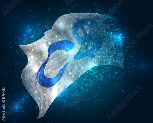 Dollar Canada, vector 3d flag virtual triangular polygons on a color background