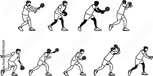 Dynamic athlete demonstrates tennis serve sequence, capturing athletic motion and training progression for sports enthusiasts.